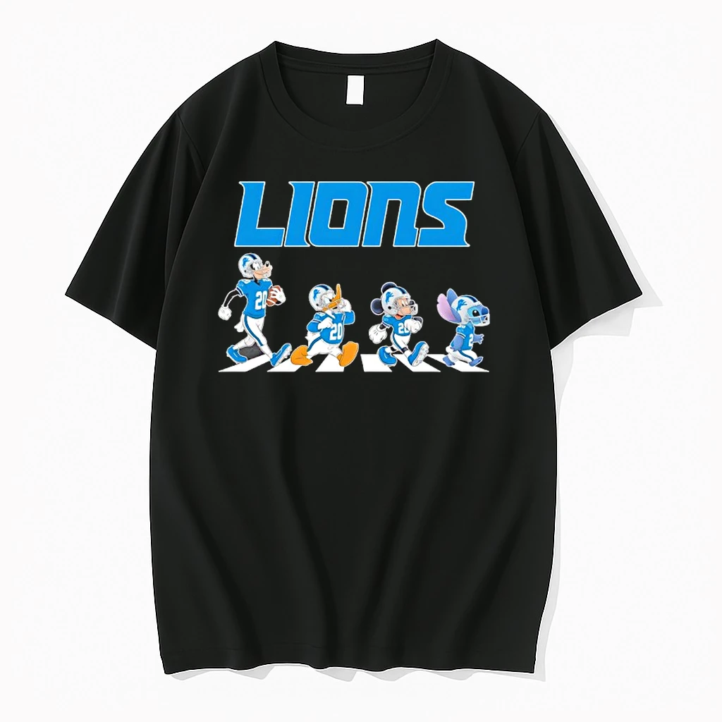 Detroit Lions X Goofy X Donald Duck X Mickey Mouse X Stitch Abbey Road Shirts