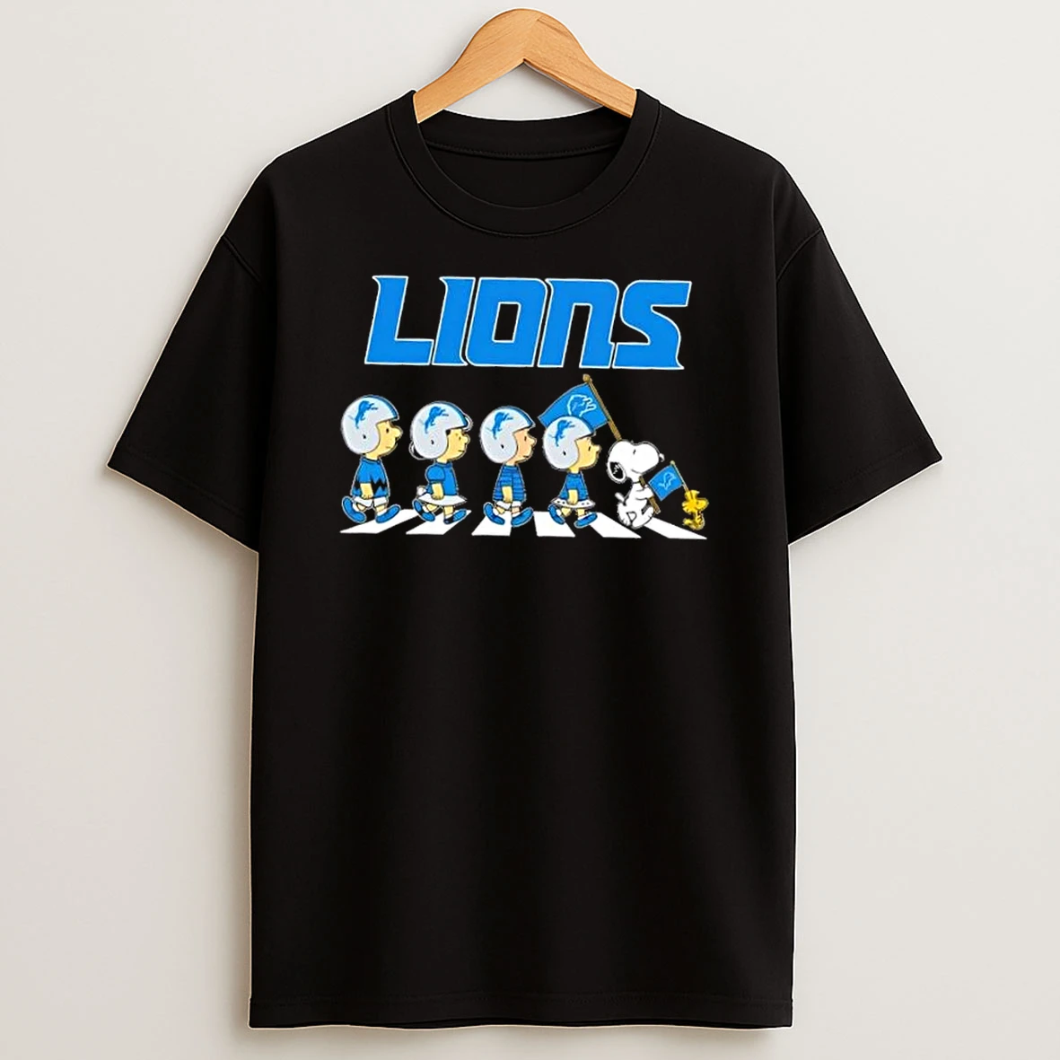 Detroit Lions X Peanuts Snoopy And Friends Abbey Road Shirts