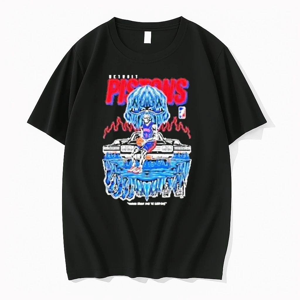 Detroit Pistons Icy Skull Car Graphic Shirts