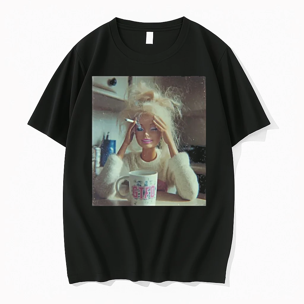 Distressed Doll Face Meme Smoking Sarcastic Humor Shirts
