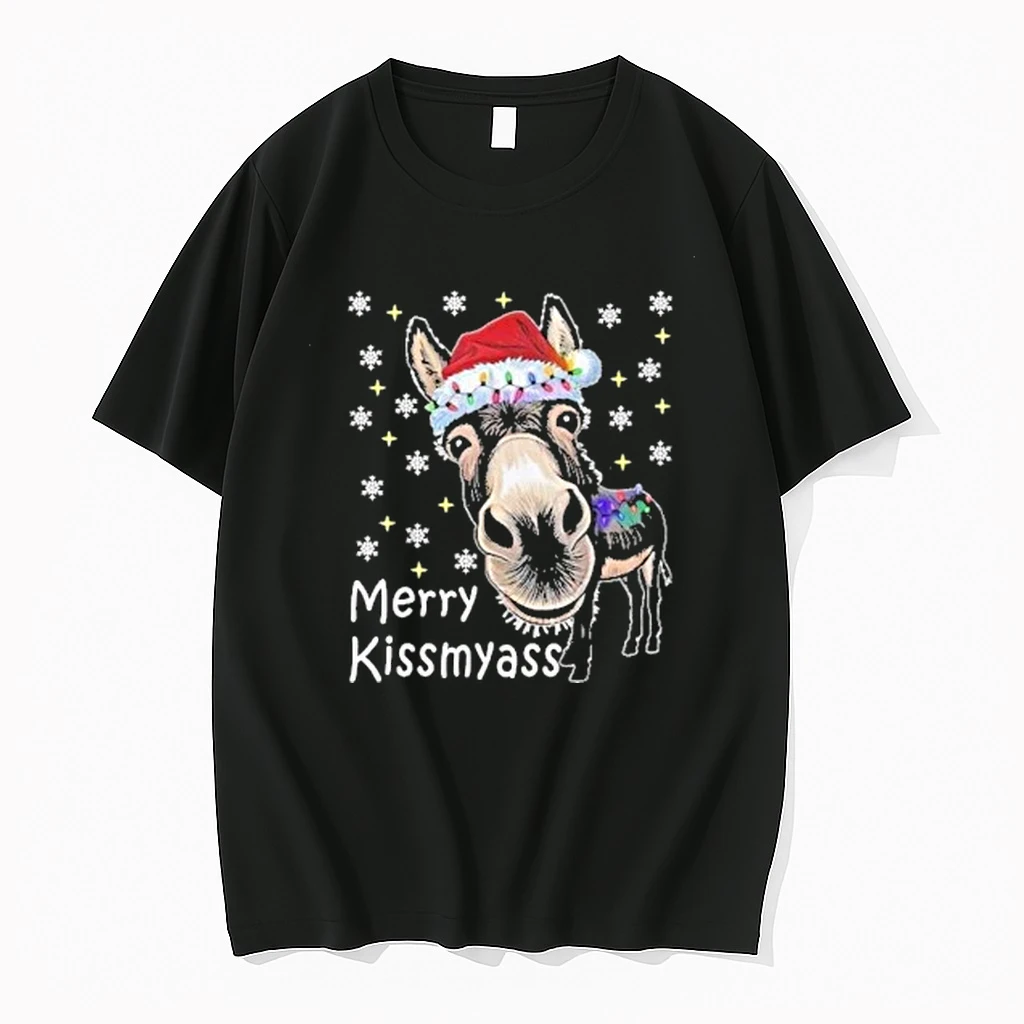 Donkey White Santa Hat Merry Kissmyass Donkey Shirts