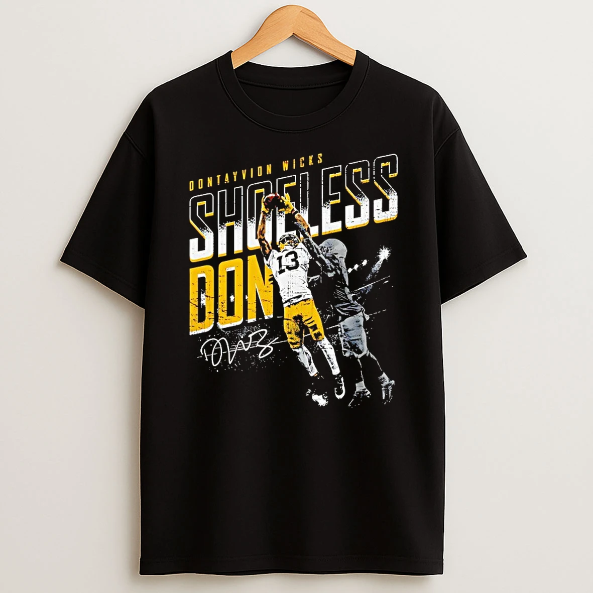 Dontayvion Wicks Green Bay Shoeless Catch Shirts