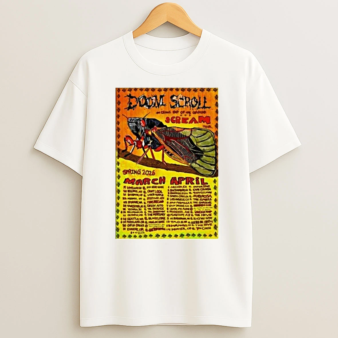 Doom Scroll She Crawl Out Of The Ground And Scream Tour Spring 2026 Shirts
