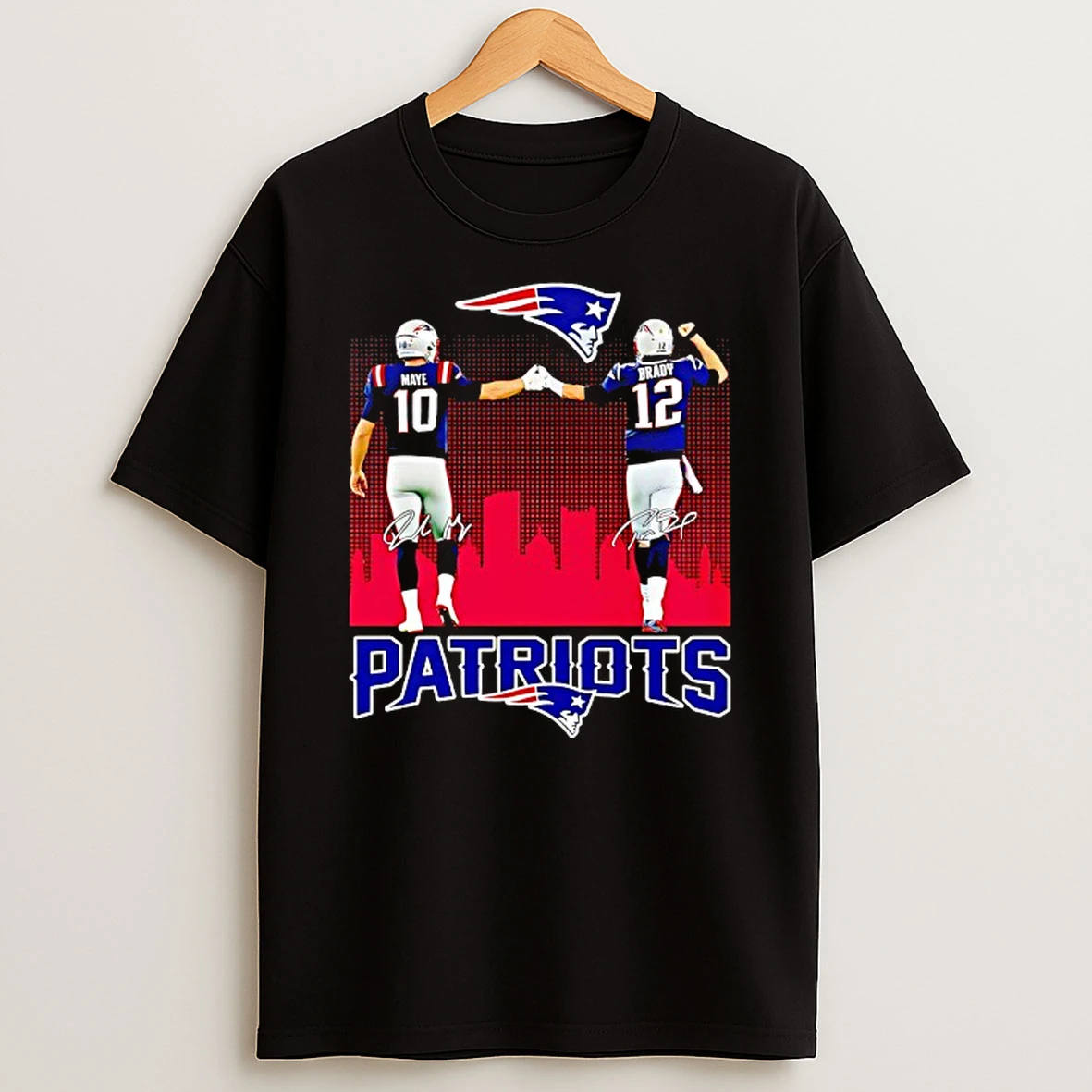 Drake Maye And Tom Brady New England Patriots Football Singatures Shirts