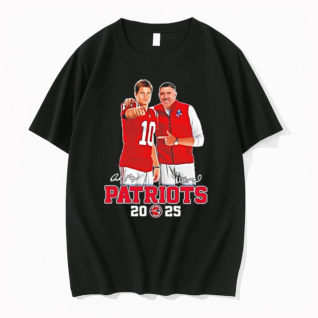 Drake Maye And Coach Mike Vrabel New England Patriots 2025 Shirts