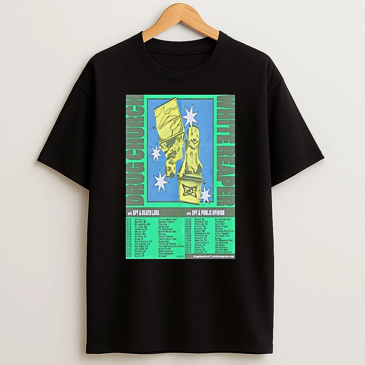 Drug Church Spring Tour 2026 With Spy And Death Lens With Spy And Public Opinion Shirts