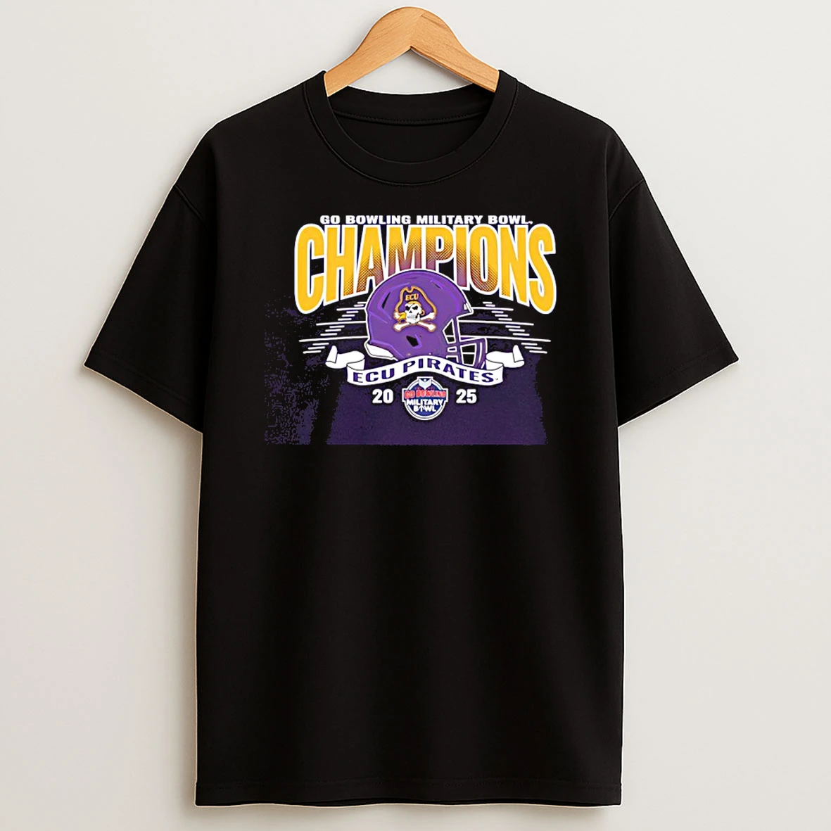 Ecu Pirates 2025 Military Bowl Champions Helmet Shirts