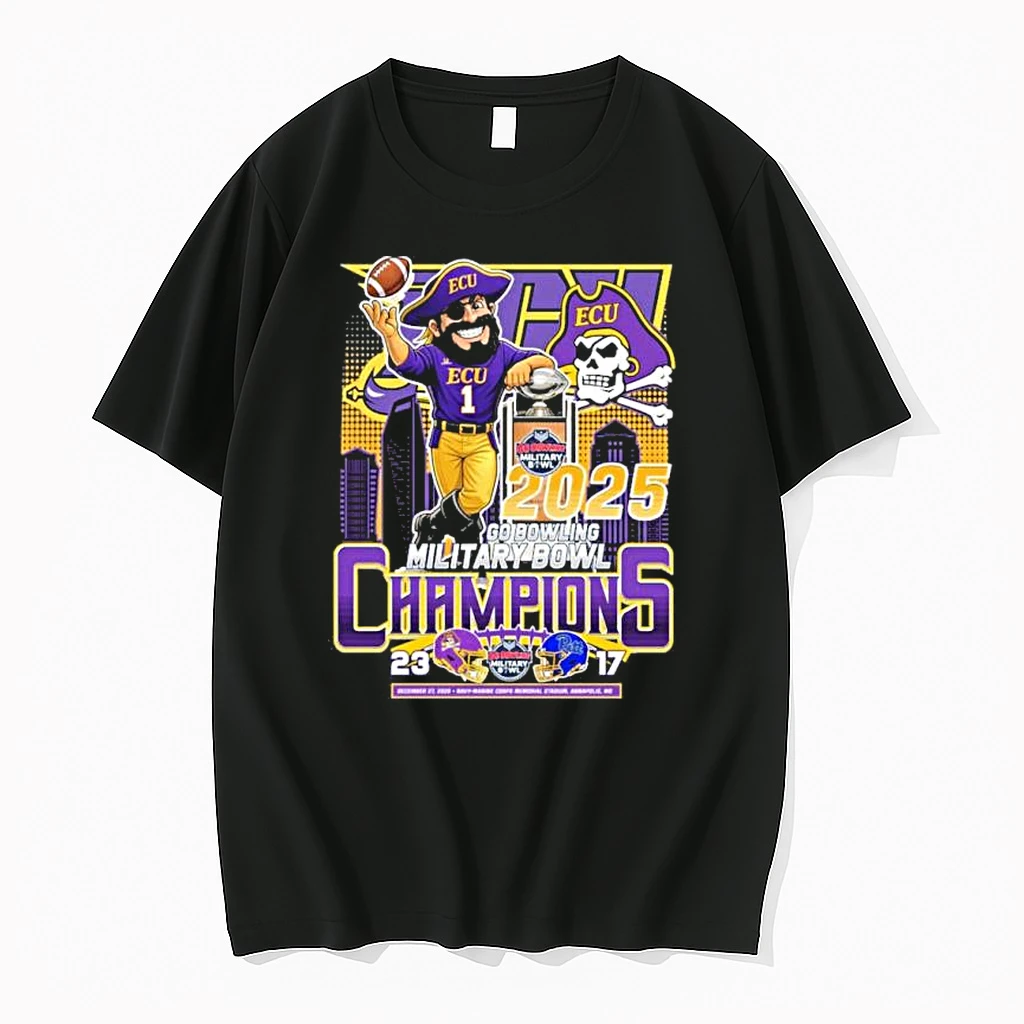 Ecu Pirates Mascot Go Bowling Military Bowl Champions 2025 Shirts