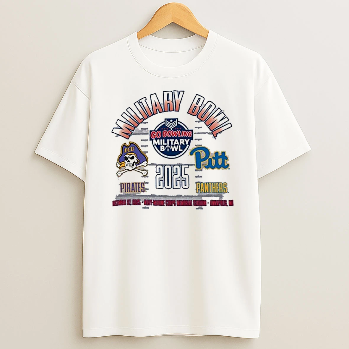 Ecu Pirates Vs Pitt Panthers 2025 Military Bowl Matchup Shirts