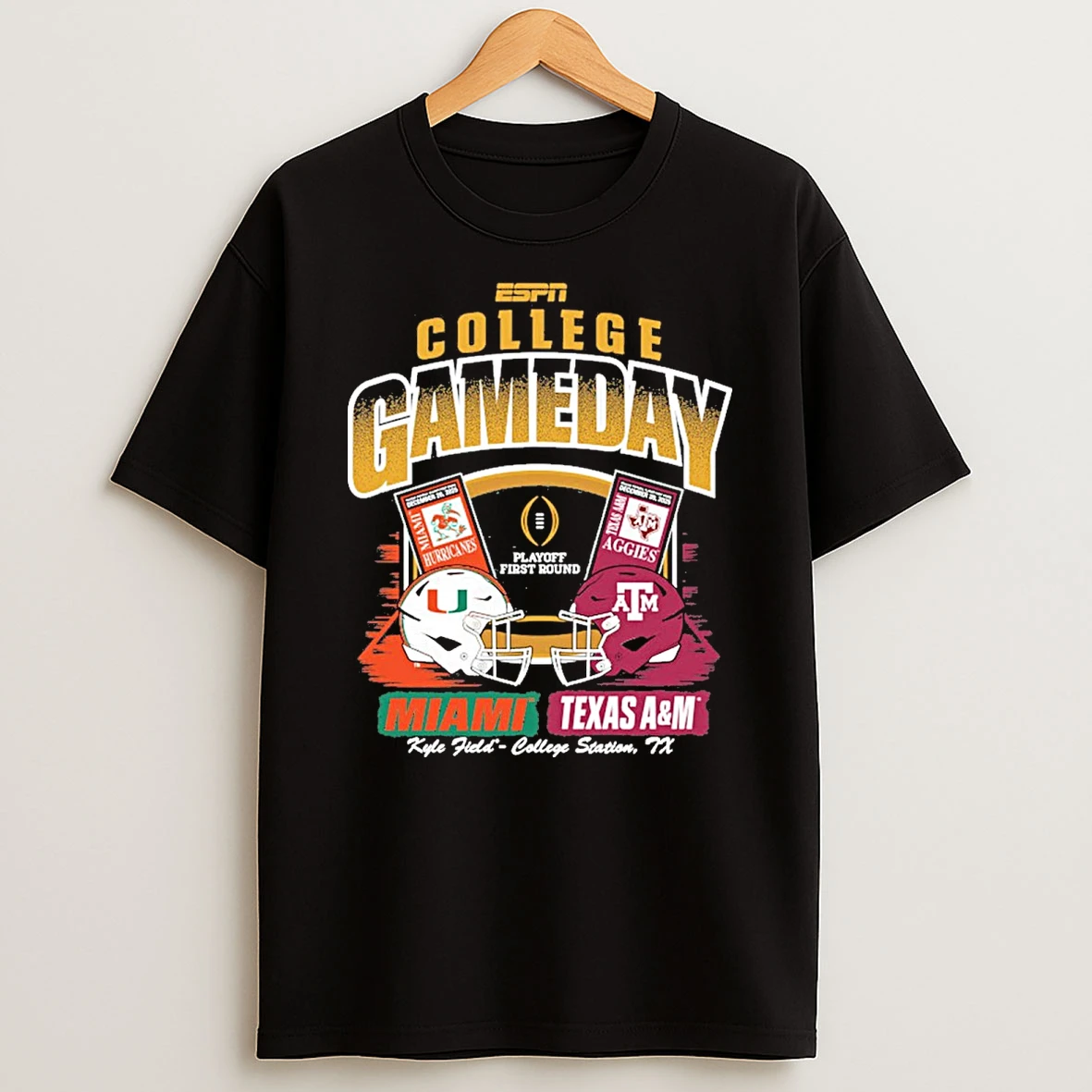 Espn Game Day Miami Hurricanes Vs Texas Am Aggies 2025%ce%b3co2026 Cfp Kyle Field College Station Tx Tickets Shirts