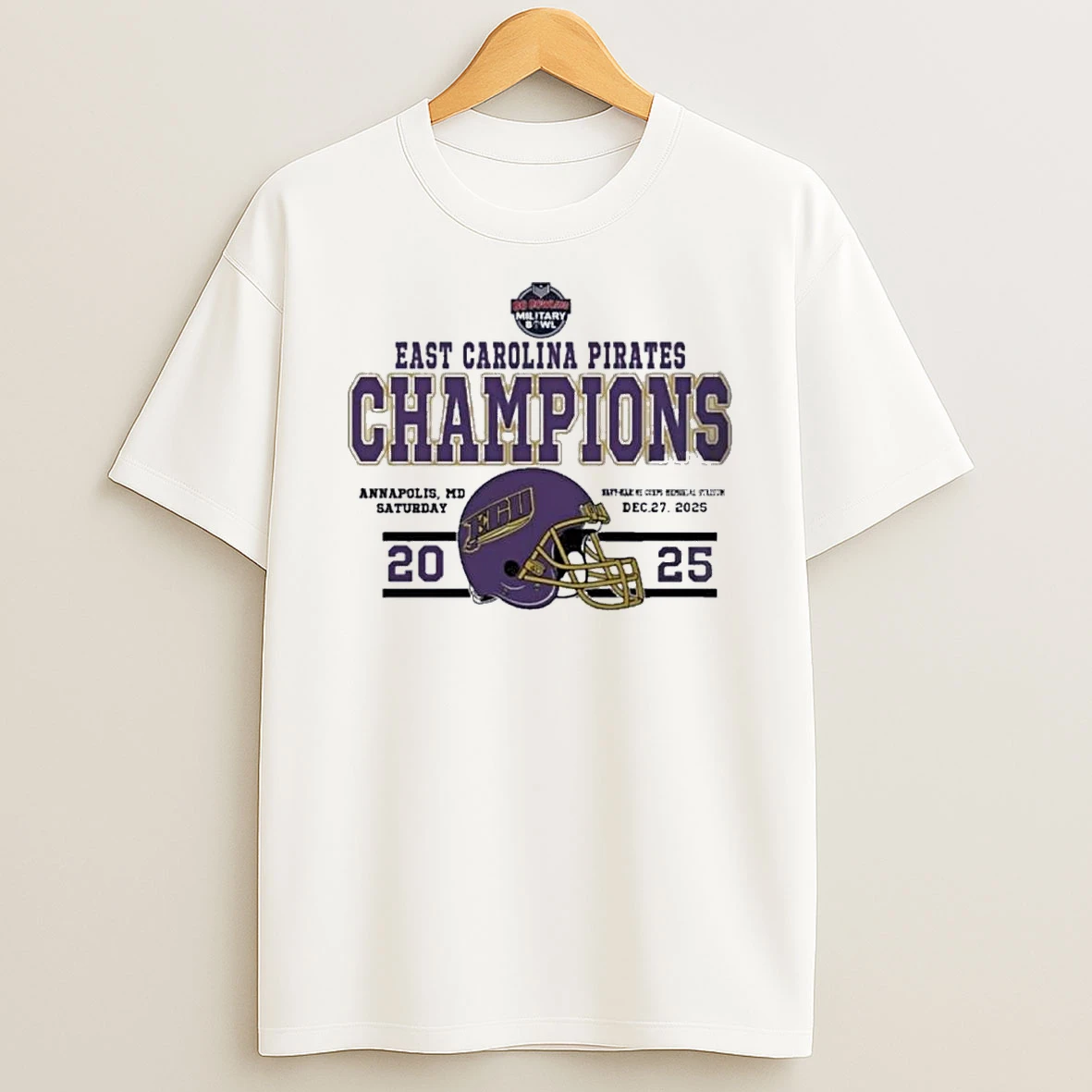 East Carolina Pirates Football Named To Champions 2025 Go Bowling Military Bowl Shirts