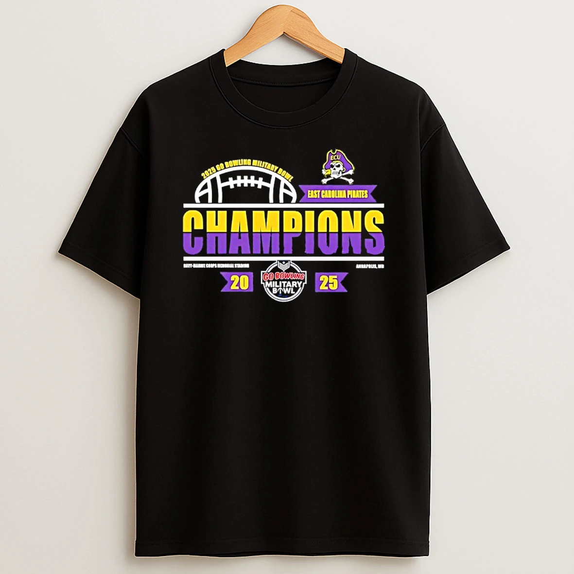 East Carolina Pirates Go Bowling Military Bowl Champions 2025 Classic Shirts
