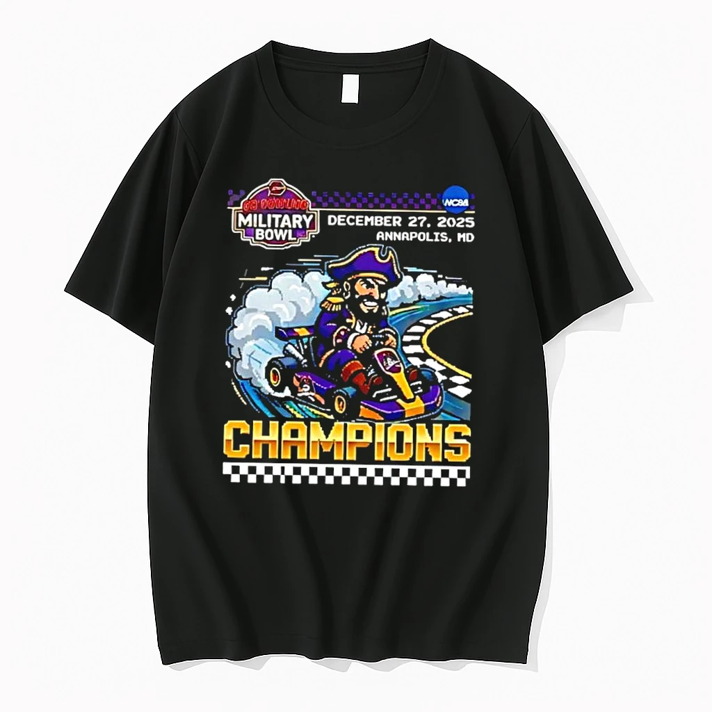 East Carolina Pirates Go Bowling Military Bowl Champions 2025 Navy Marine Corps Memorial Stadium Shirts