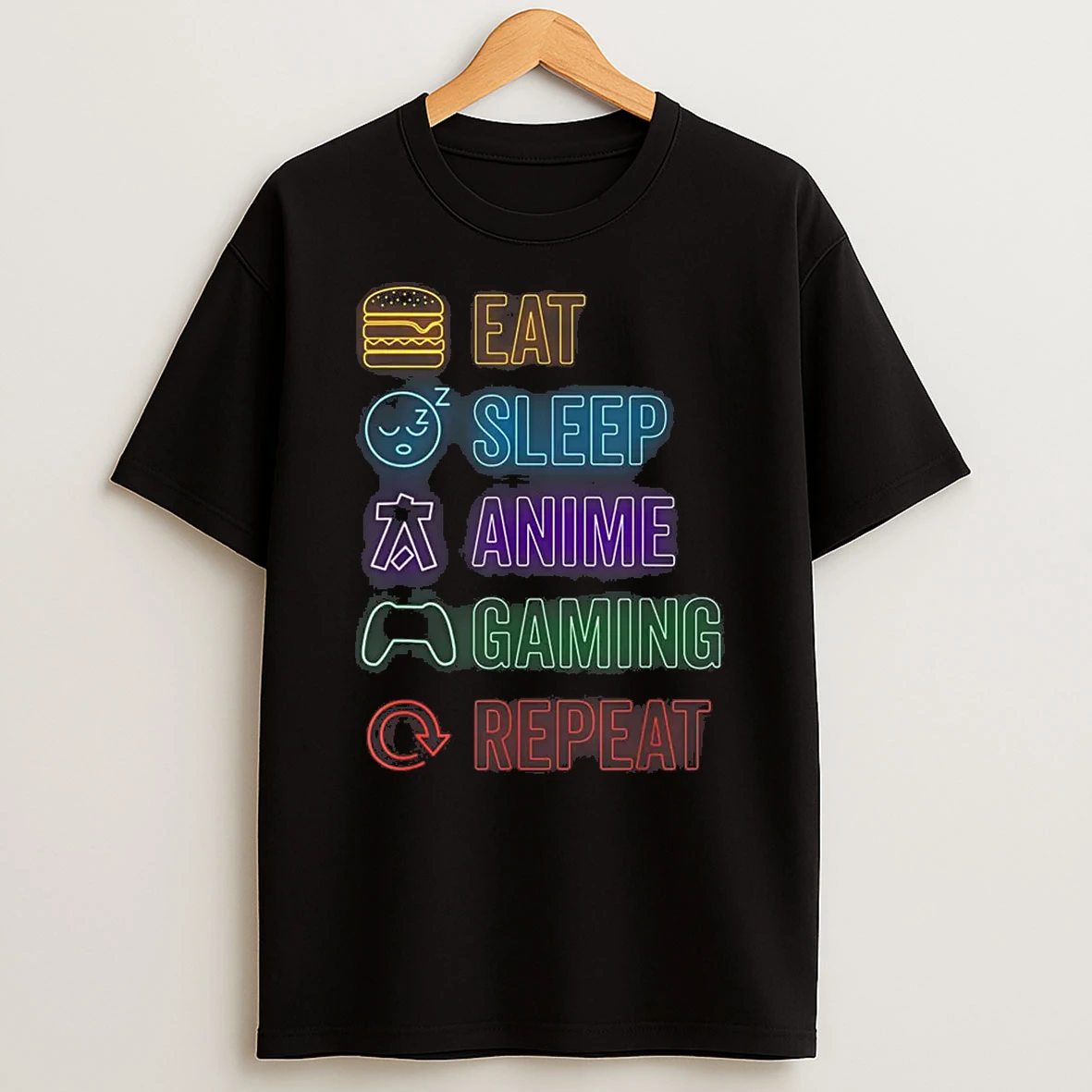 Eat Sleep Anime Gaming Repeat Gamer Anime Shirts