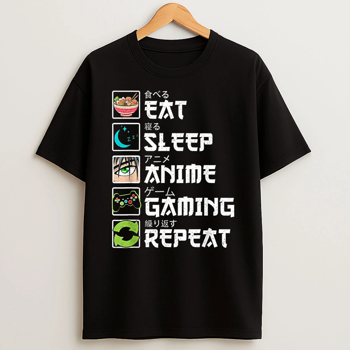 Eat Sleep Anime Gaming Repeat Gamer Shirts