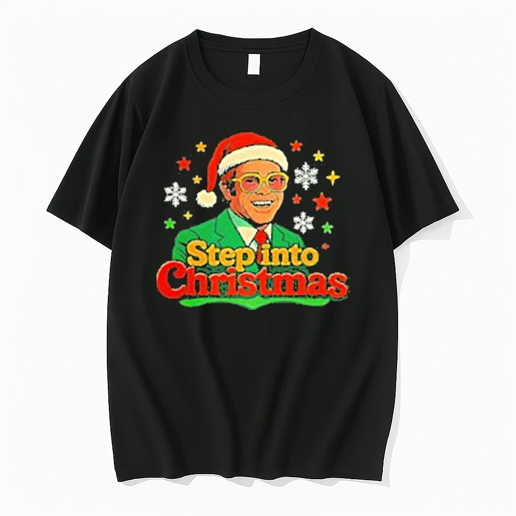Elton John Step Into Christmas Cartoon Shirts