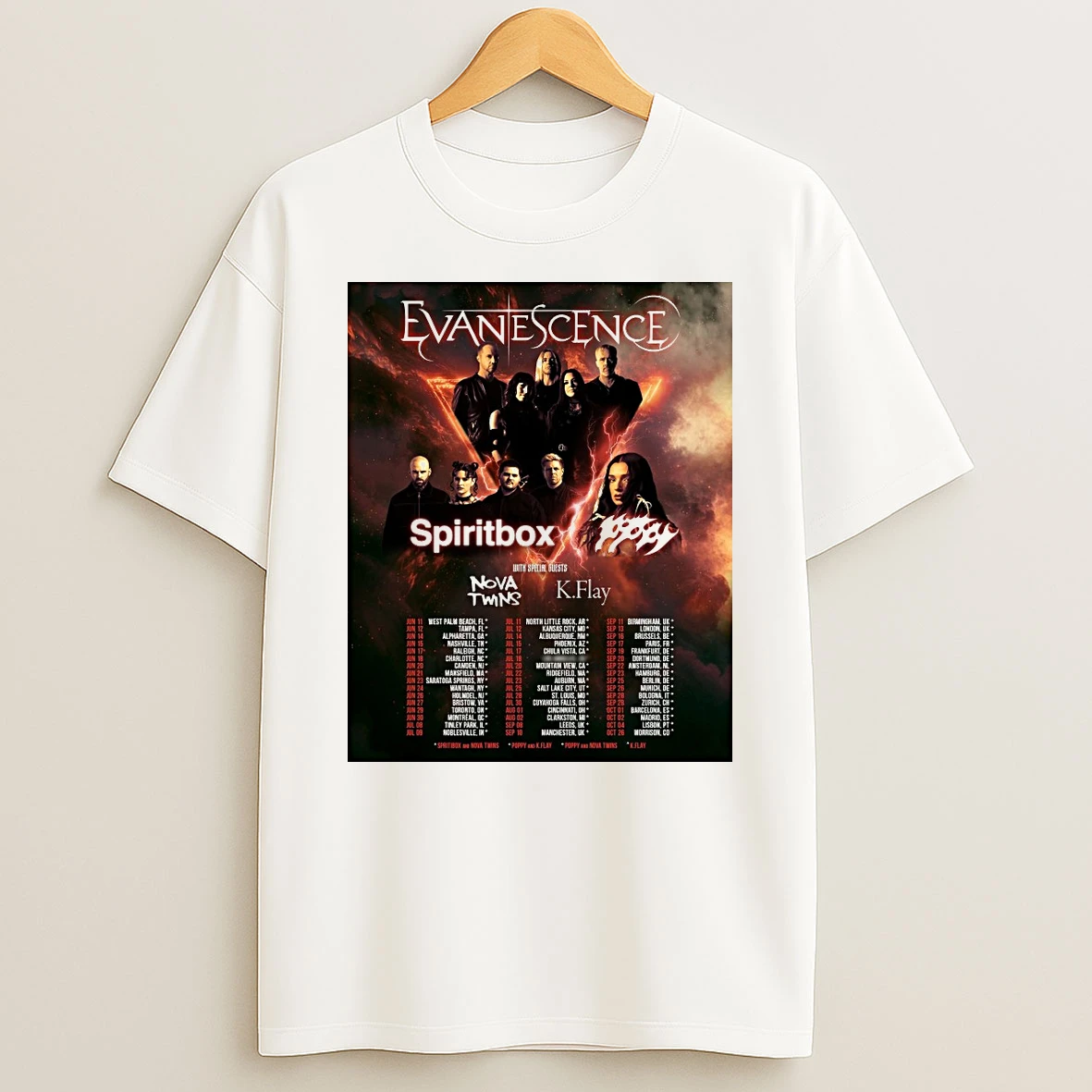 Evanescence Special Guests Spiritbox Nova Twins And K Flay June 11 To October 26 2026 Shirts