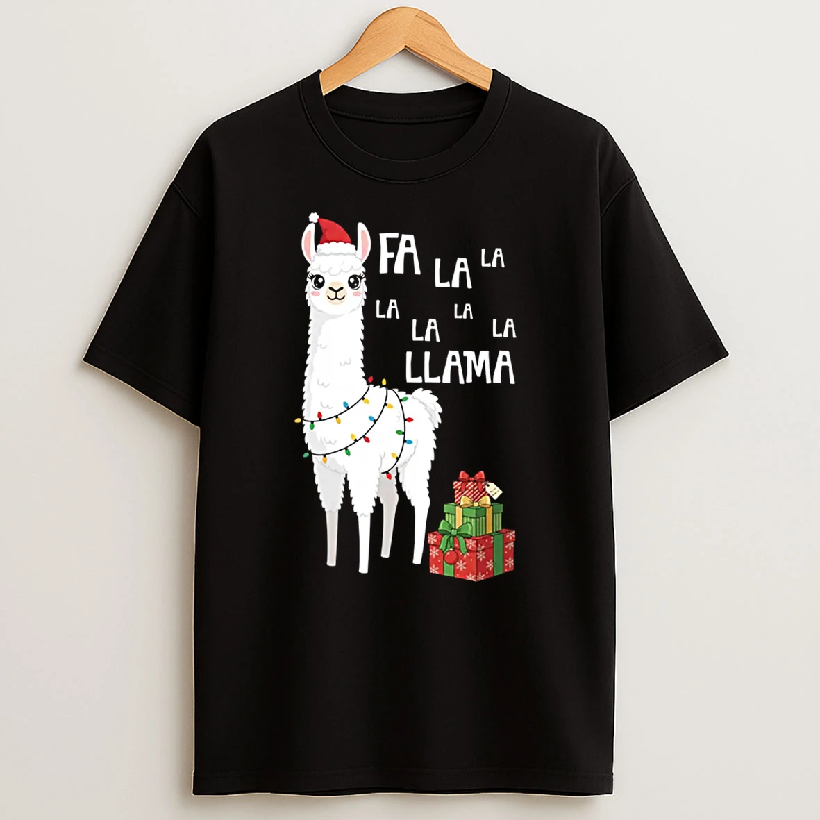 Fa La La Llama Xmas Lights Funny Llama Lover Xmas Pajamas Shirts