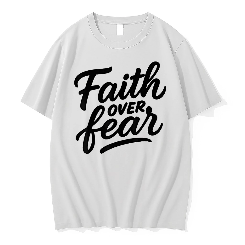 Faith Over Fear Hand Drawn Christian Encouragement Art Shirts