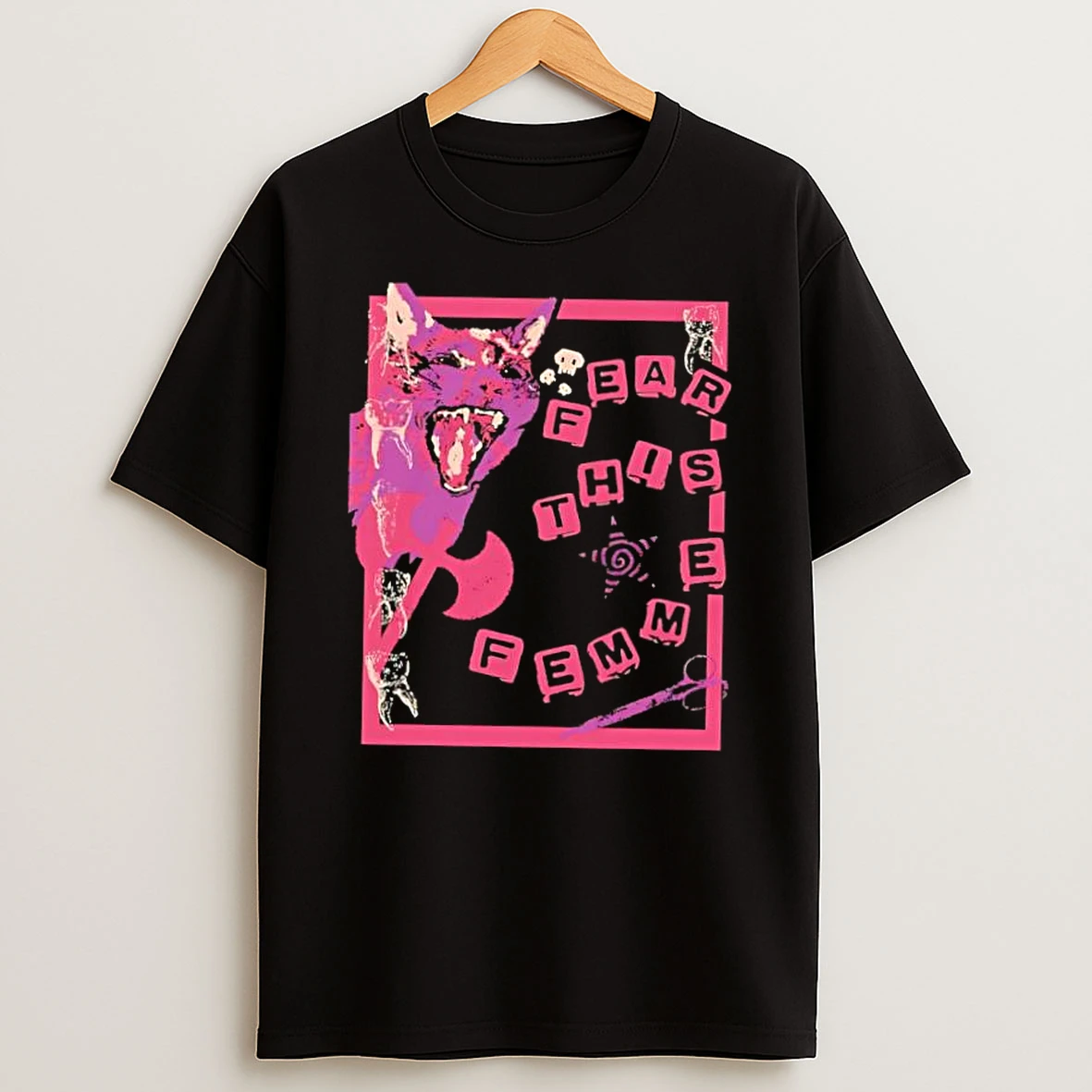 Fear This Femme Dog Art Retro Shirts