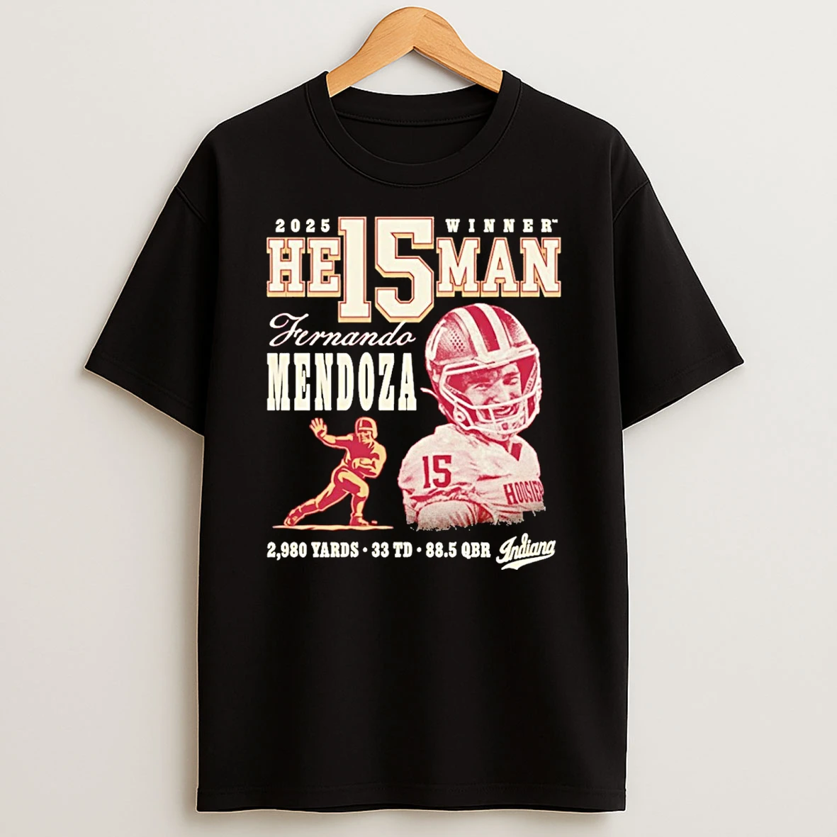 Fernando Mendoza Indiana Hoosiers 2025 He15man Trophy Winner 1980 Yards 33 Td Shirts