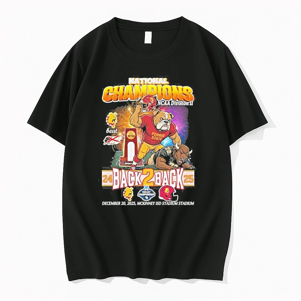 Ferris State Bulldogs Mascot Back 2 Back Dii Football National Champions Shirts