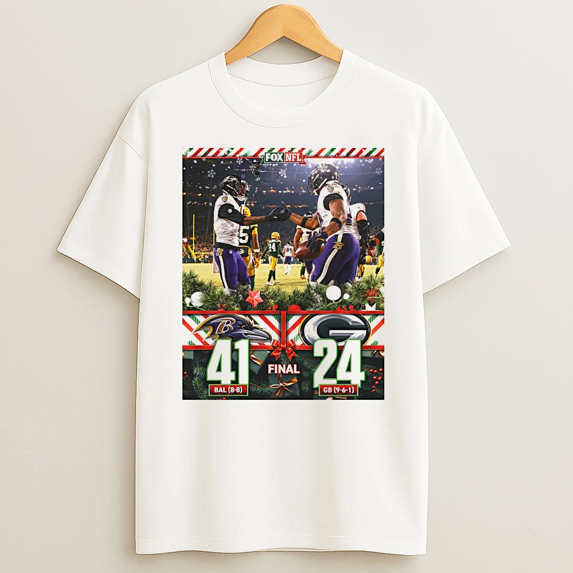 Final Baltimore Ravens Vs Green Bay Packers 41 24 Fox Nfl Shirts