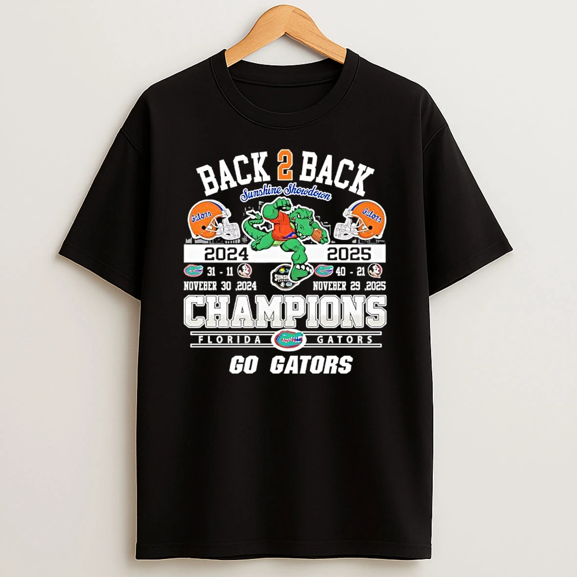 Florida Gators Back 2 Back Champions Of Sunshine Showdown Go Gators Shirts