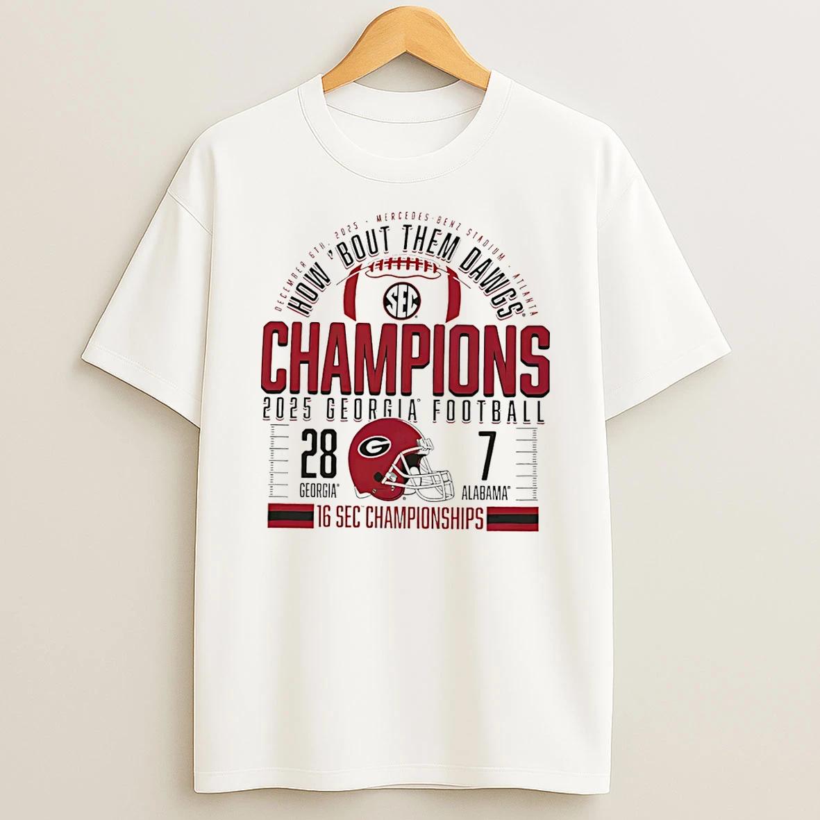 Georgia Bulldogs 2025 Sec Football Champions Score Shirts