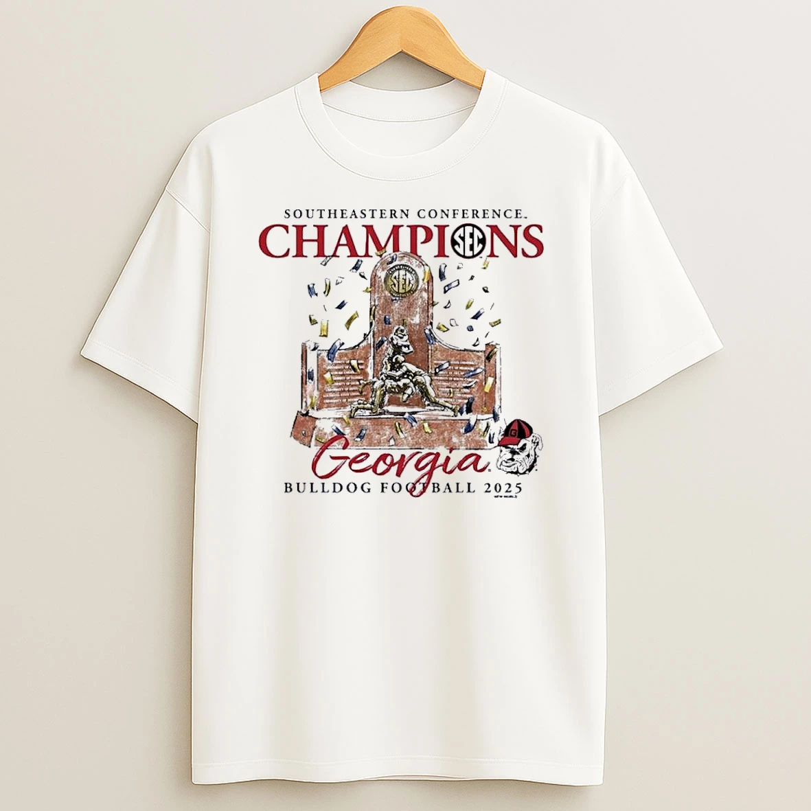 Georgia Bulldogs 2025 Sec Football Conference Champions Trophy Shirts