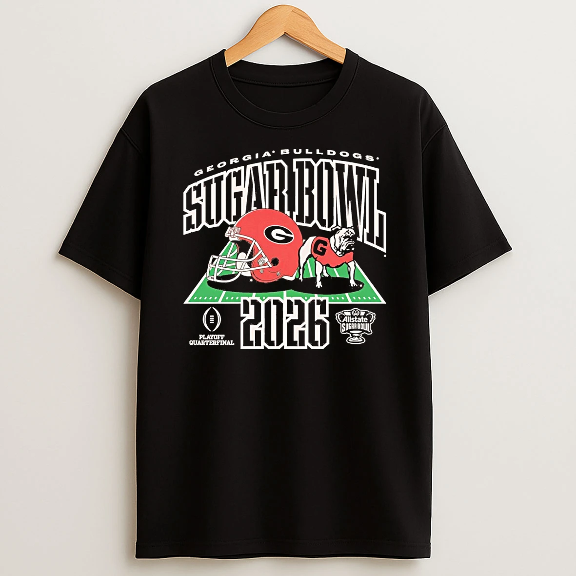 Georgia Bulldogs 2026 Allstate Sugar Bowl Playoff Quarterfinal Helmet Mascot Shirts