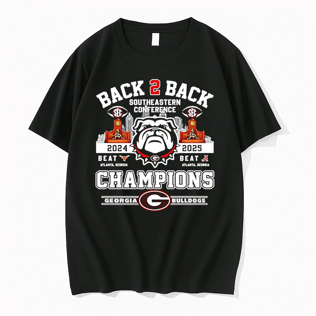 Georgia Bulldogs Back 2 Back 2025 Sec Football Champions City Skyline Shirts