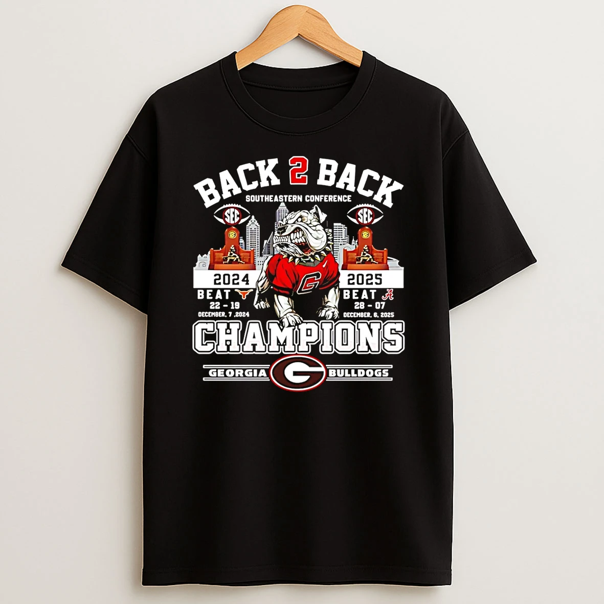 Georgia Bulldogs Back2back 2025 Sec Football Champions Shirts