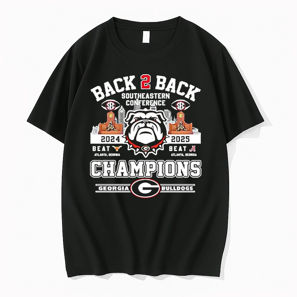 Georgia Bulldogs Back To Back Southeastern Conference Champions 2024 And 2025 Shirts