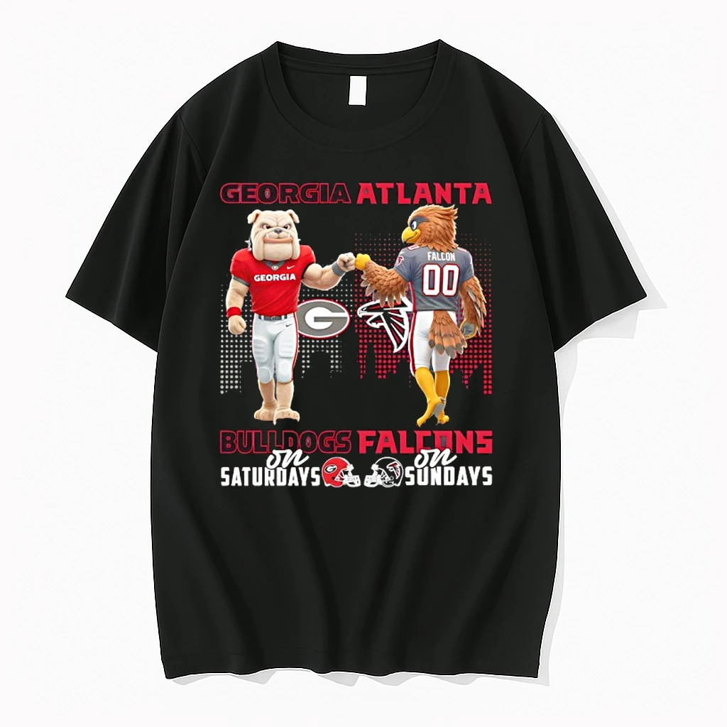 Georgia Bulldogs On Saturdays X Atlanta Falcons On Sundays Mascot Shirts
