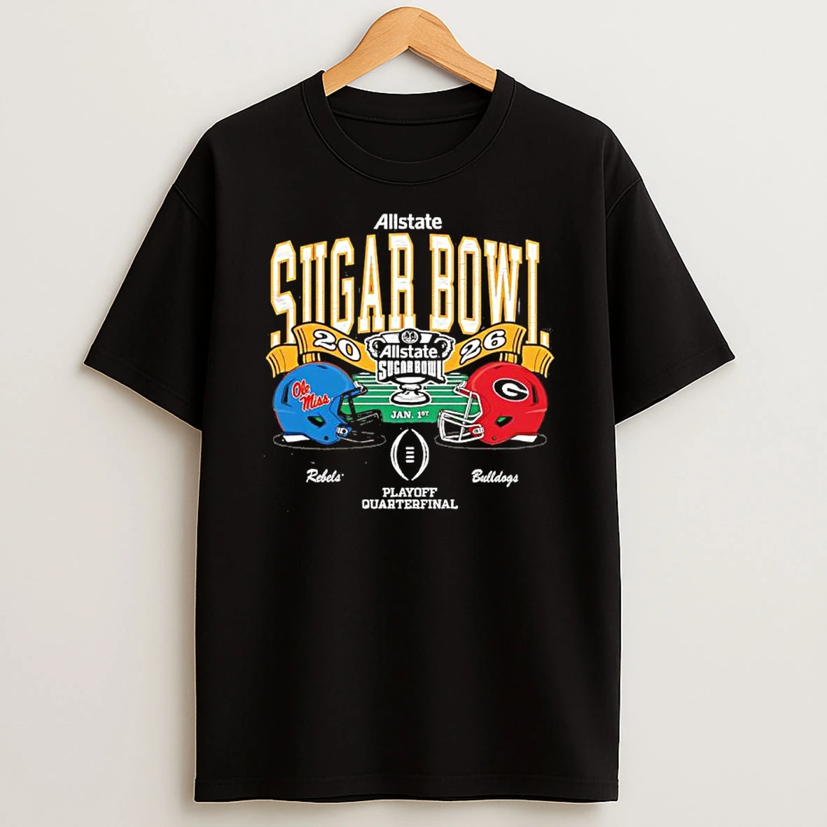 Georgia Bulldogs Vs Ole Miss Rebels 2026 Sugar Bowl Helmet Matchup Shirts