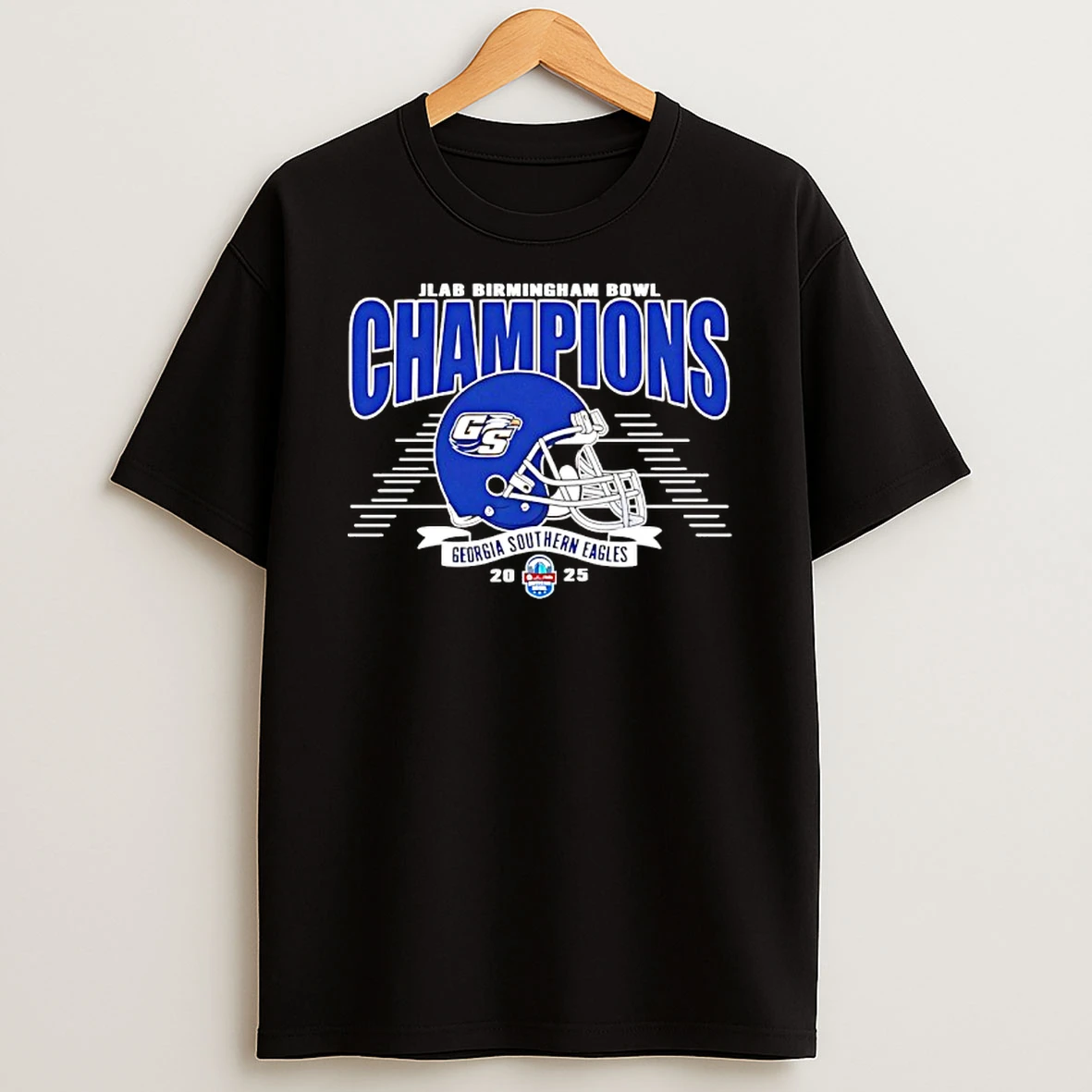 Georgia Southern Eagles 2025 Jlab Birmingham Bowl Champions Helmet Shirts