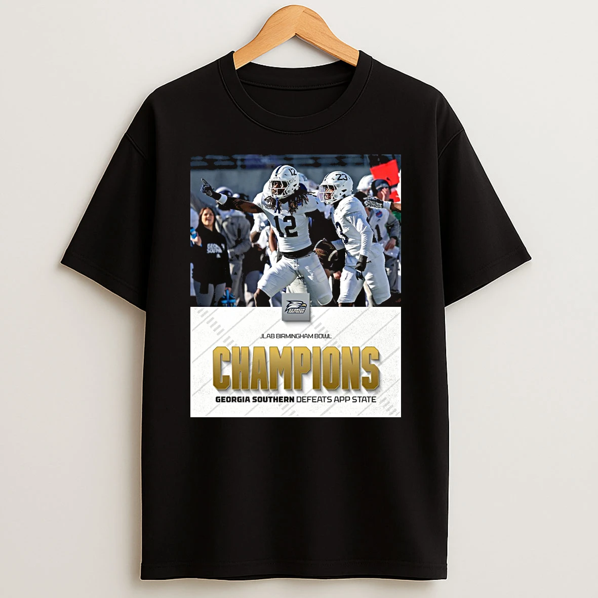 Georgia Southern Eagles Defeats App State 2025 Jlab Birmingham Bowl Champions Shirts