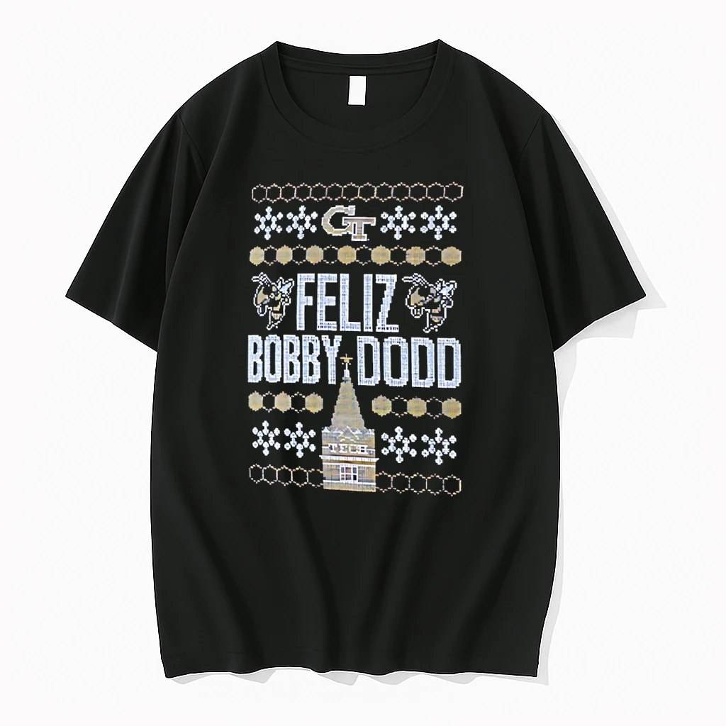 Georgia Tech Yellow Jackets Feliz Bobby Dodd Ugly Christmas Shirts