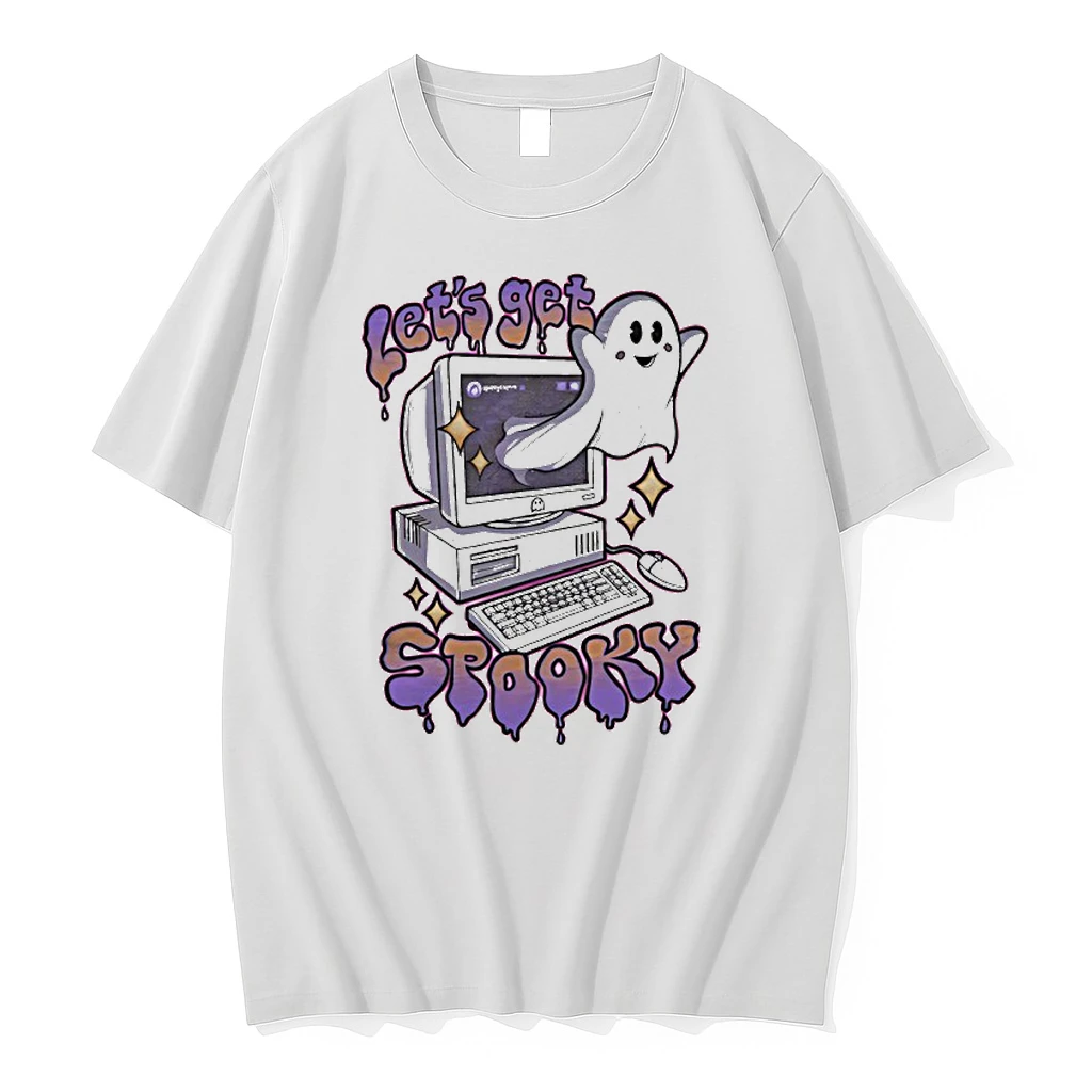 Ghost Computer Haloween Lets Get Spooky Shirts