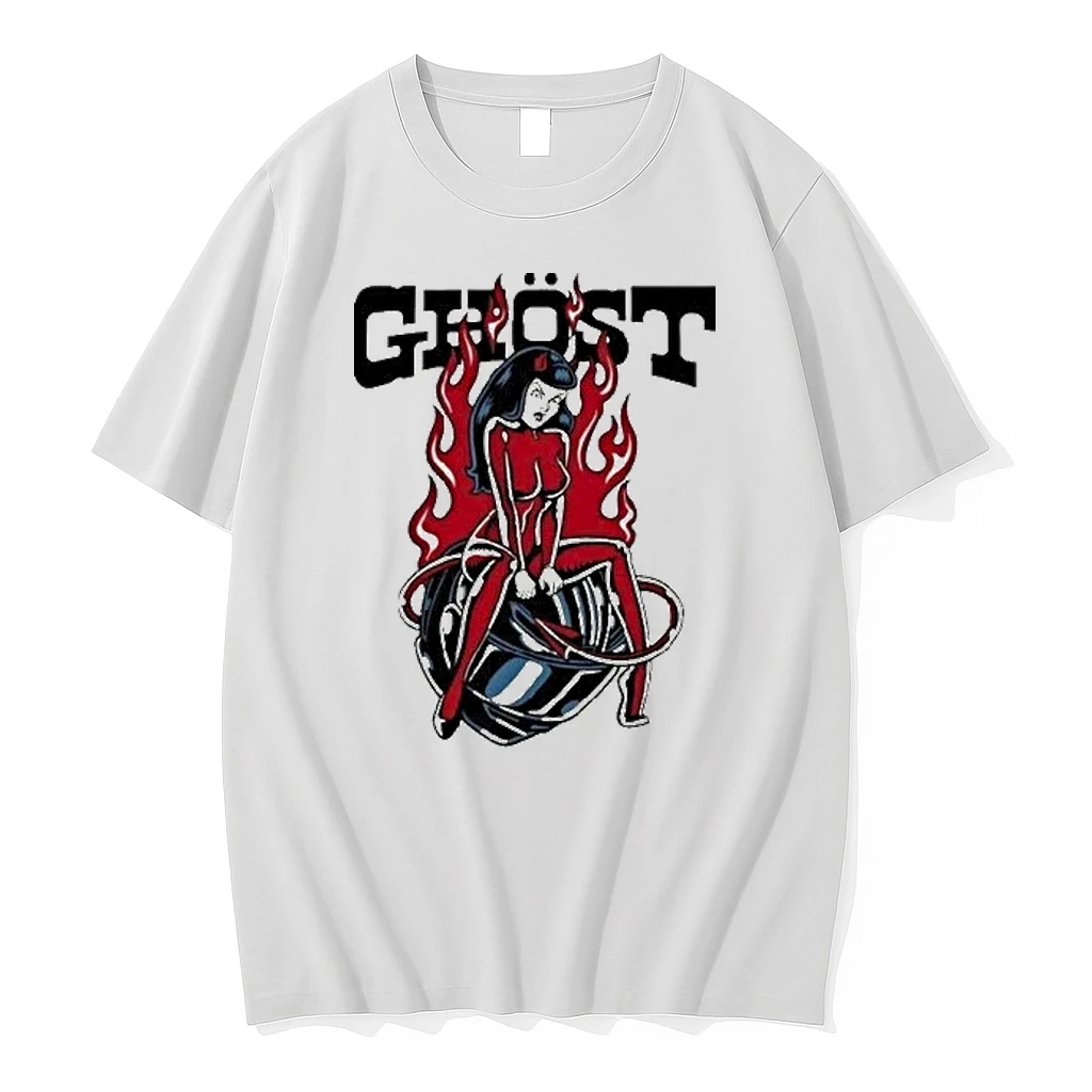 Ghost Racing Ghost Girl Red Flames Helmet Shirts