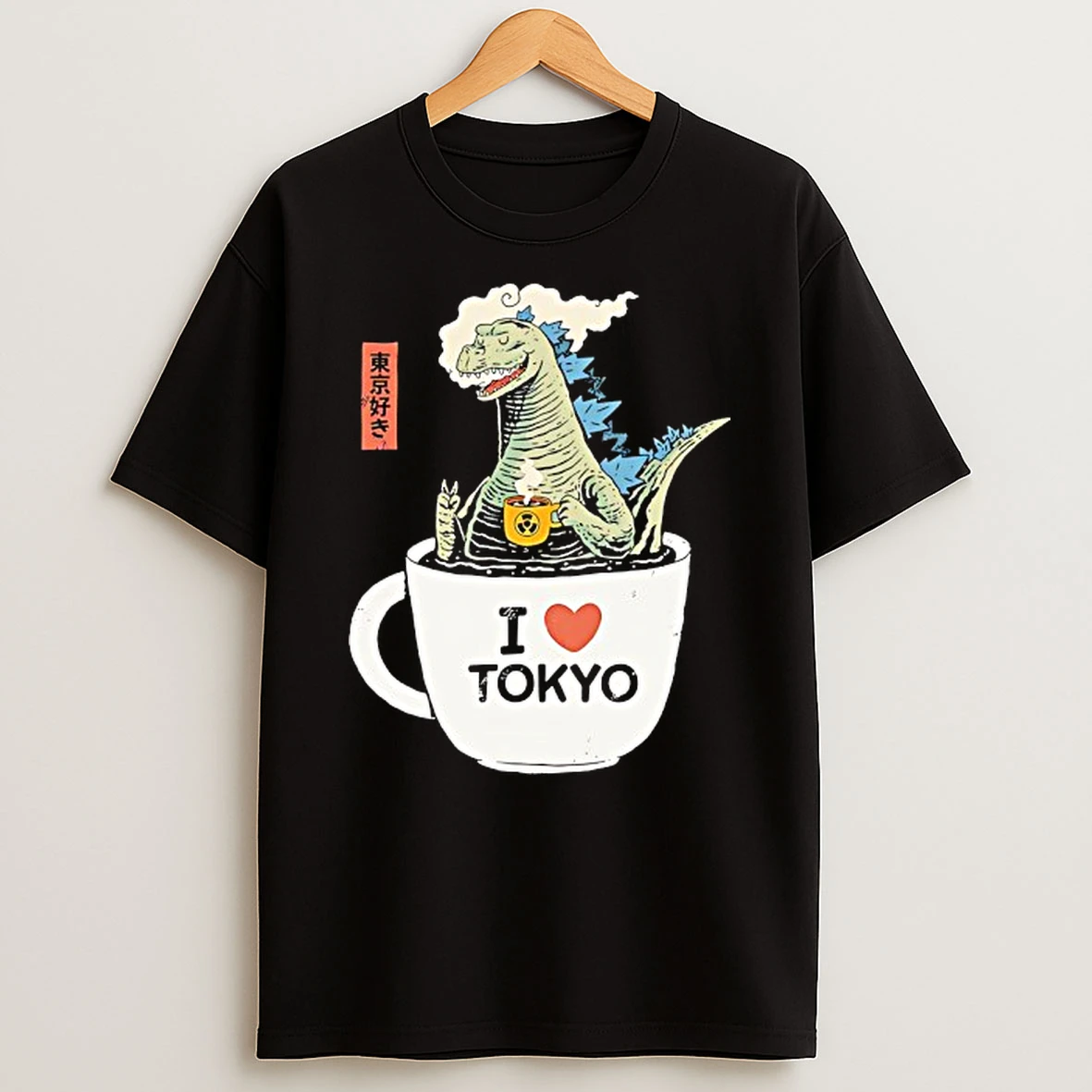 Godzilla In A Cup Of Coffee I Love Tokyo Critical Incremental Reactor Logo Shirts