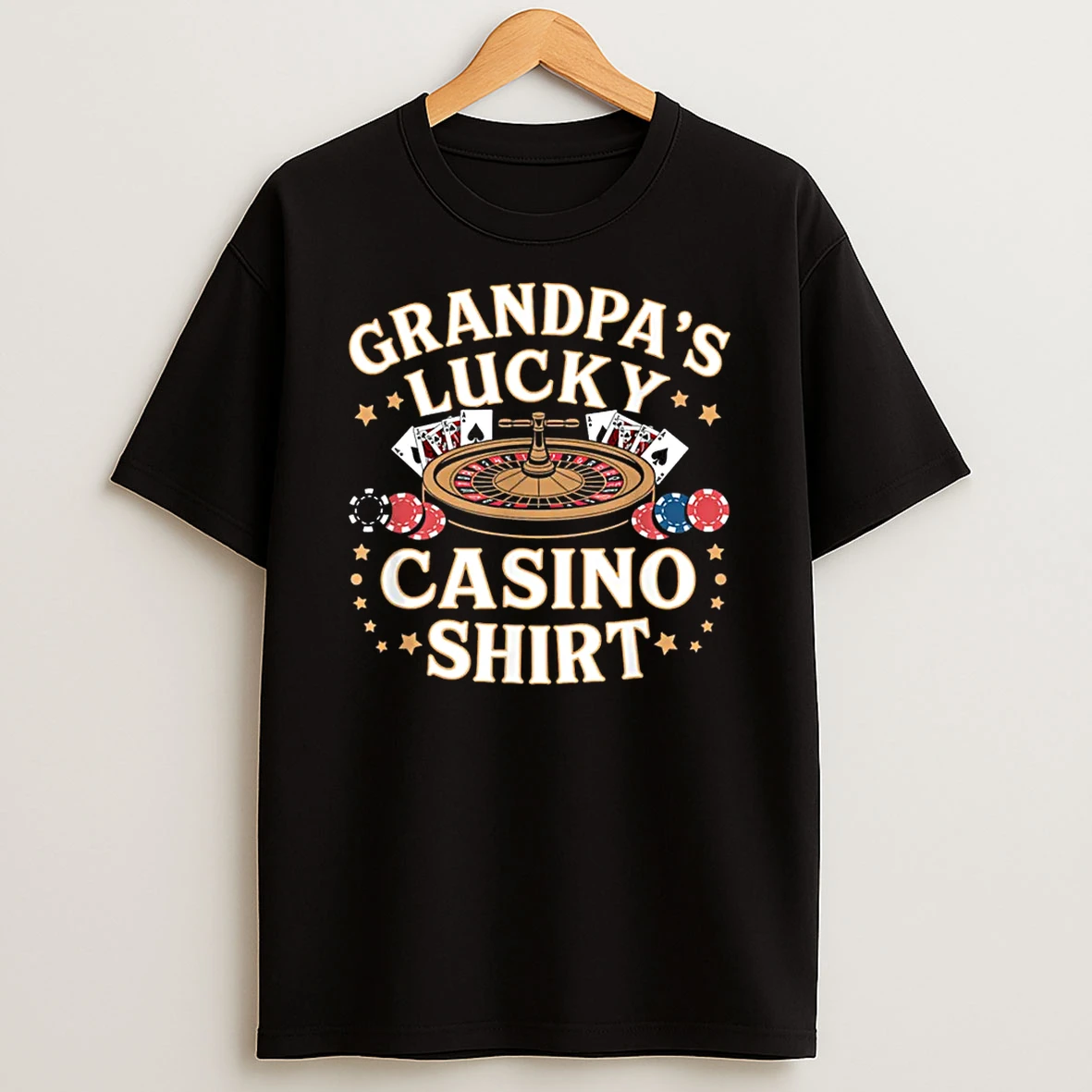 Grandpa Lucky Casino Gambling Roulette Chips Dice Slot Shirts