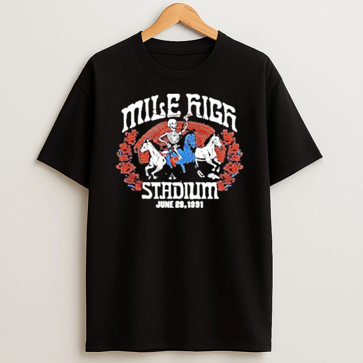 Grateful Dead Denver Broncos Nfl Skeleton Mile High Stadium Shirts