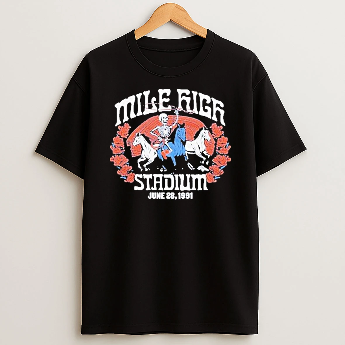 Grateful Dead X Broncos Skeleton Mile High Stadium Shirts