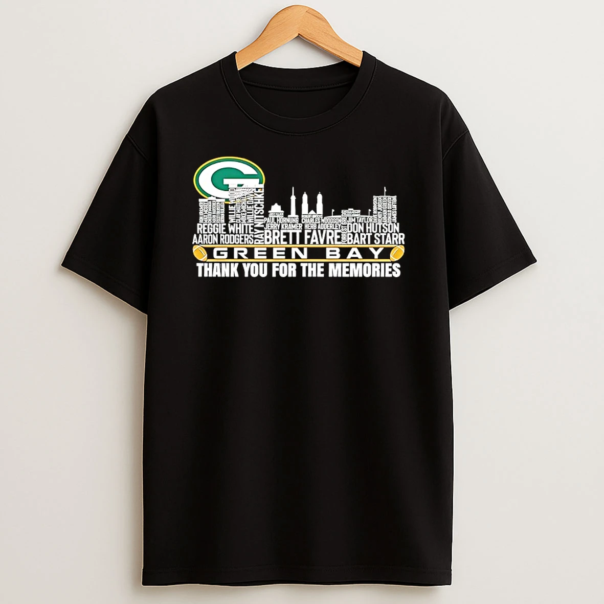 Green Bay Packers Thank You For The Memories Logo Skyline Graphic Shirts
