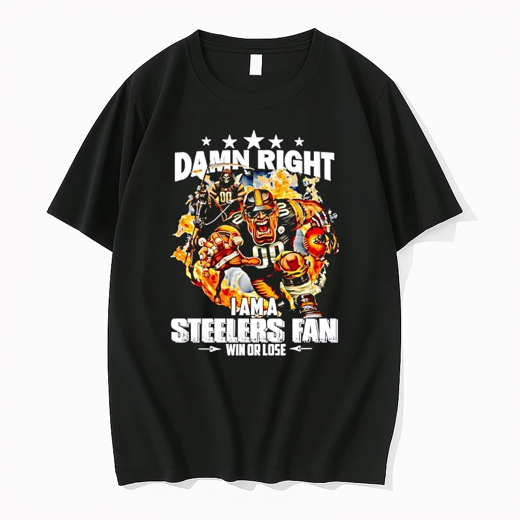 Grim Reaper And Bison Pittsburgh Steelers Damn Right I Am A Steelers Fan Win Or Lose Shirts