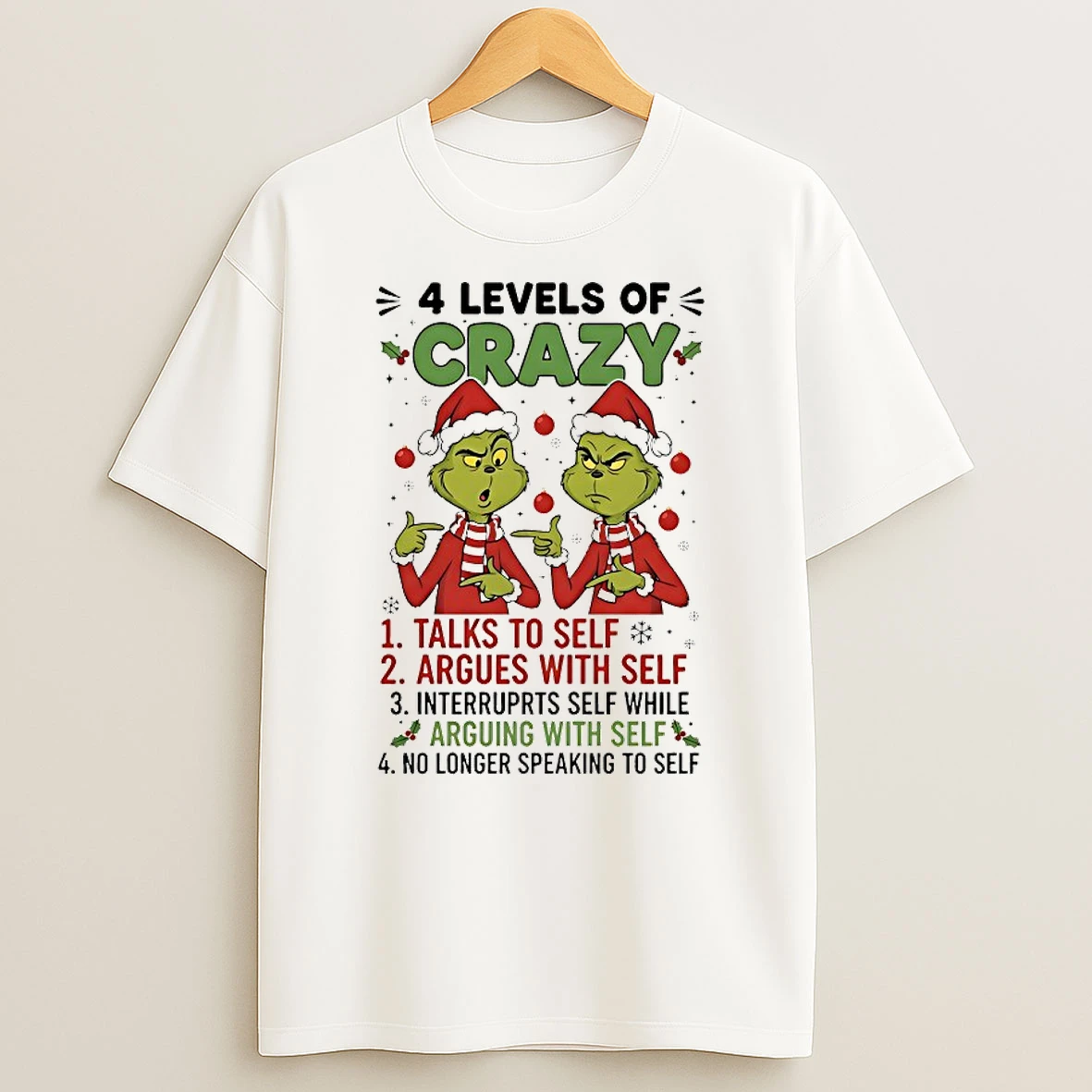 Grinch 4 Levels Of Crazy Christmas 2025 Shirts