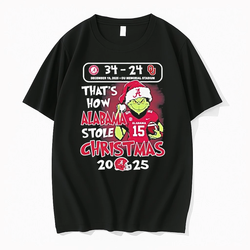 Grinch Alabama 34 24 Oklahoma Thats How The Alabama Crimson Tide Stole Christmas Shirts