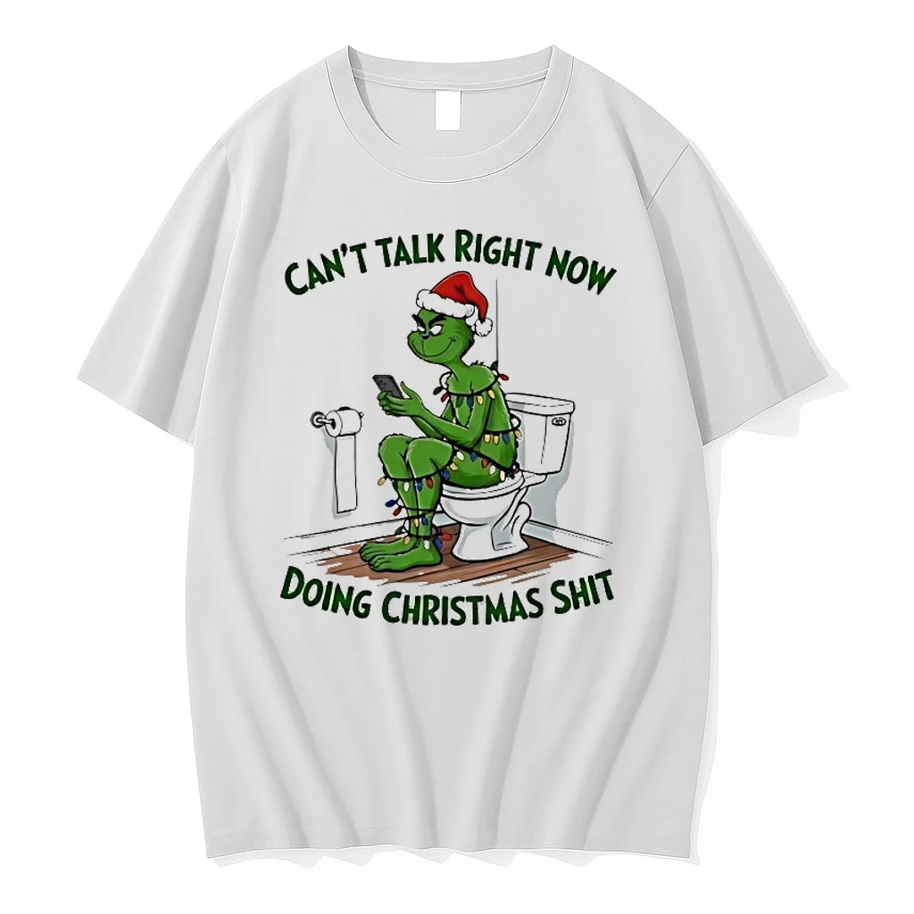 Grinch Cant Talk Right Now Doing Christmas Shit Shirts